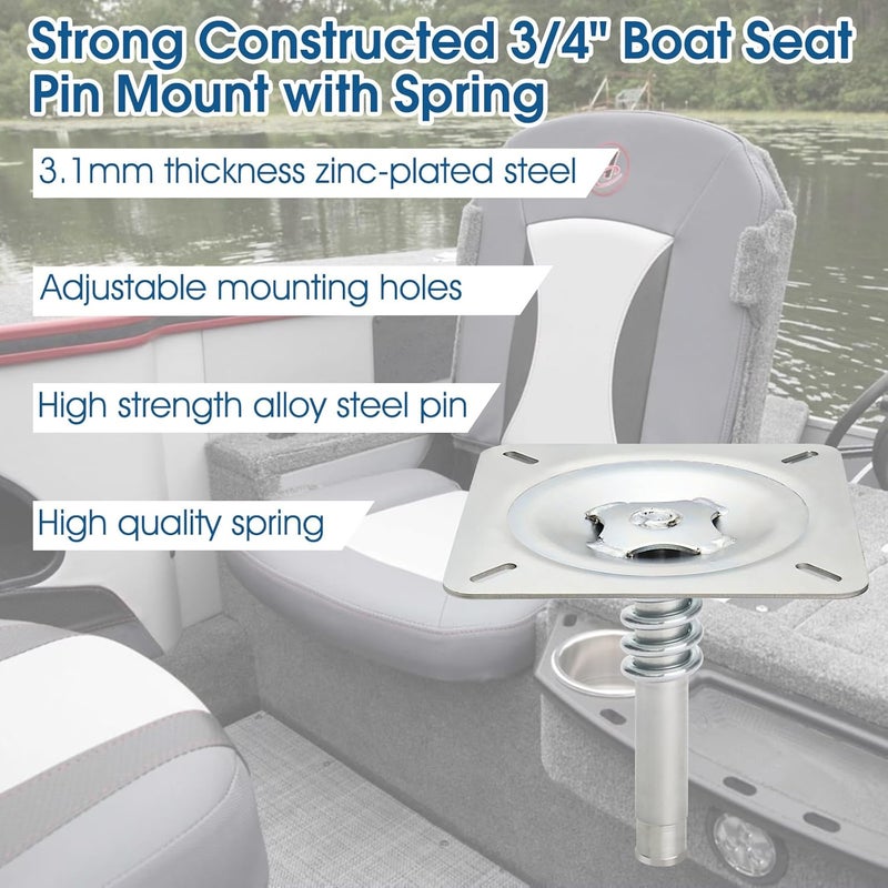 CLLOMAGY Boat Seat Base Pedestal Boat Seat Pin Mount Plated for 3/4" Marine Pedestal Post,Zinc Plated Steel Pin Swivel Mount for Marine Pontoon Jon Bass Fishing-2Pack - Image 5